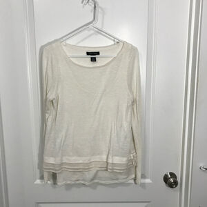 White House Black Market Women’s Off -White Two Layer  Top Size Medium